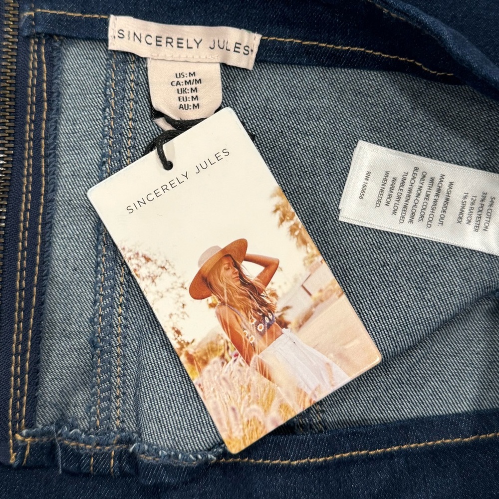SINCERELY JULES Denim Top Bustier Corset Cute Jean Dark Blue NWT Size Medium - Picture 5 of 6